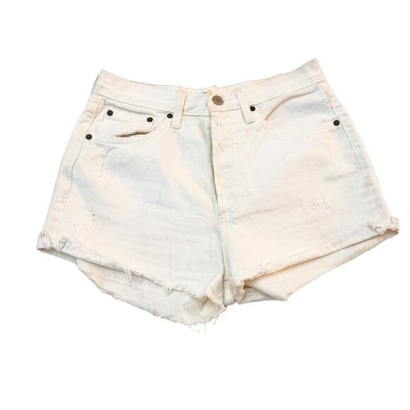 Denim Forum The Yoko Short Aritzia White Denim Cutoff Jeans SZ27 - Picture 1 of 5